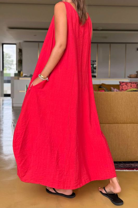 Made in Italy Aster Pocketed Cocoon Dress Watermelon /4 =